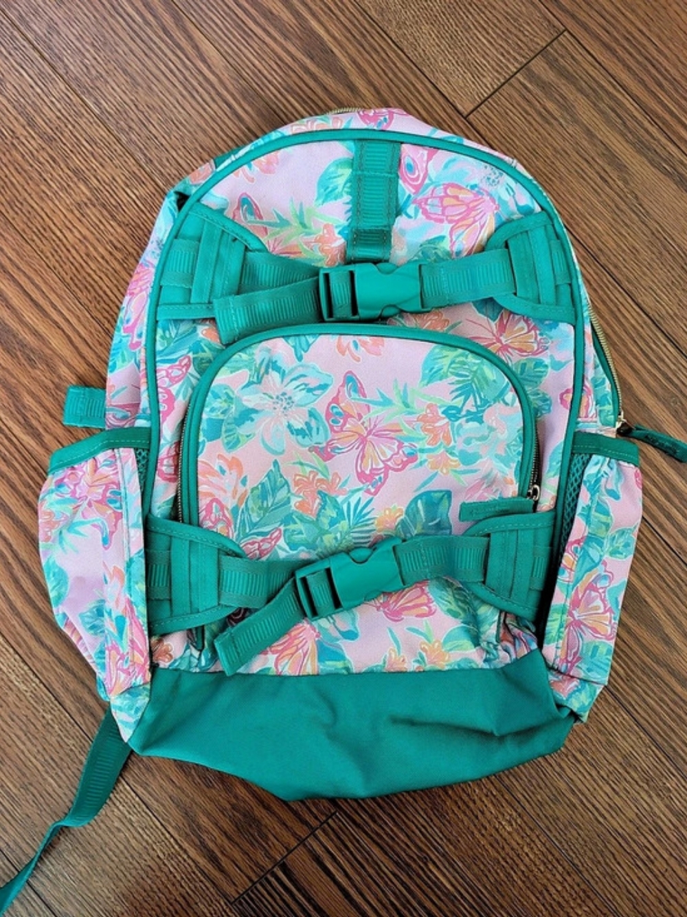 Pottery Barn Kids Floral Backpack in Green & Pink